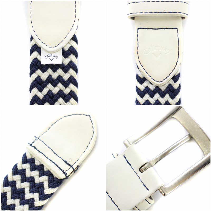 キャロウェイ CALLAWAY ゴルフ ベルト 編み込み メッシュ ロゴ 白