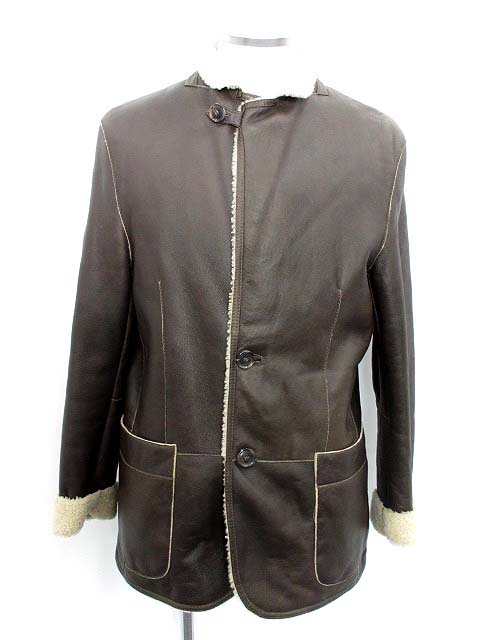 ヒューゴボス HUGO BOSS ムートン コート ジャケット レザー ボア 46 
