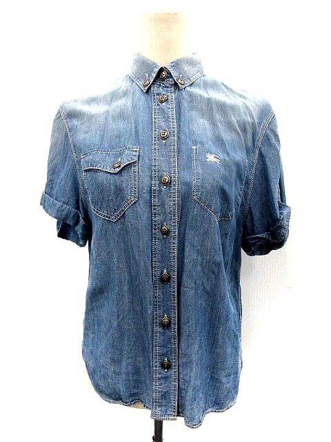 バーバリーブルーレーベル Burberry Blue Label デニムシャツ 半袖 36 ブルー Ak170 レディース 142 ベクトルパーク