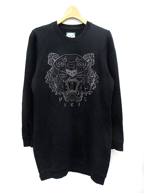 ケンゾー Kenzo ワンピース スウェット アニマル柄 タイガー 刺繍 長袖 膝丈 黒 M Ao2 レディース 142 ベクトルパーク