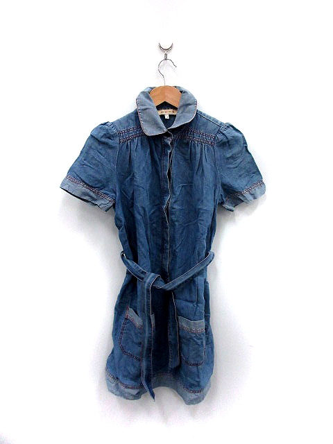 シーバイクロエ See By Chloe ワンピース デニム ひざ丈 半袖 襟付き S ブルー 青 Vak1 レディース 142 ベクトルパーク