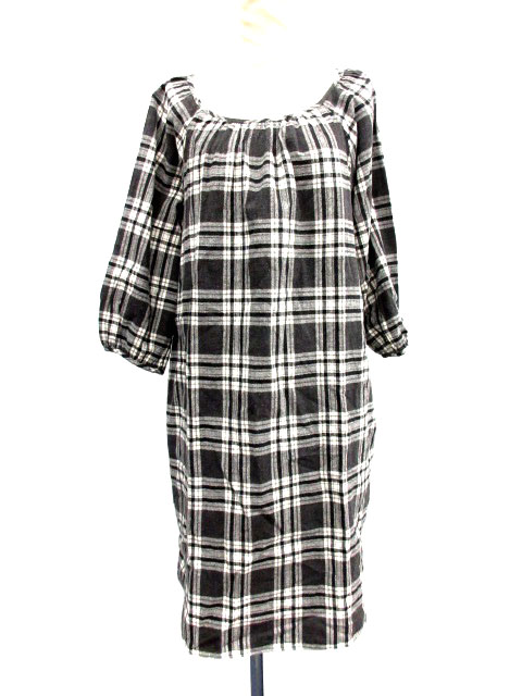ルグラジック Le Glazik ワンピース ひざ丈 五分袖 チェック 36 黒 白 Cy37 レディース 142 ベクトルパーク