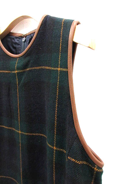 美品♪ラルフローレン タータンチェック ノースリーブワンピース 紺×緑 7 美品 ラルフローレン タータンチェック ノースリーブワンピース