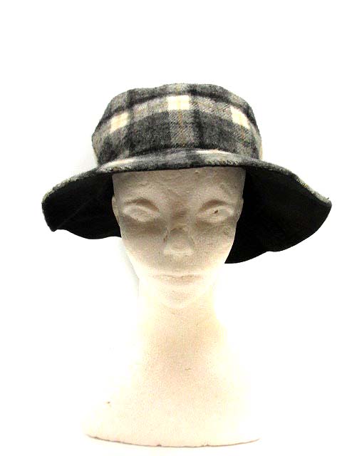 ステューシー STUSSY Headgear 帽子 ハット チェック ウール L XL 黒 YI11 メンズ 142-301812040089
