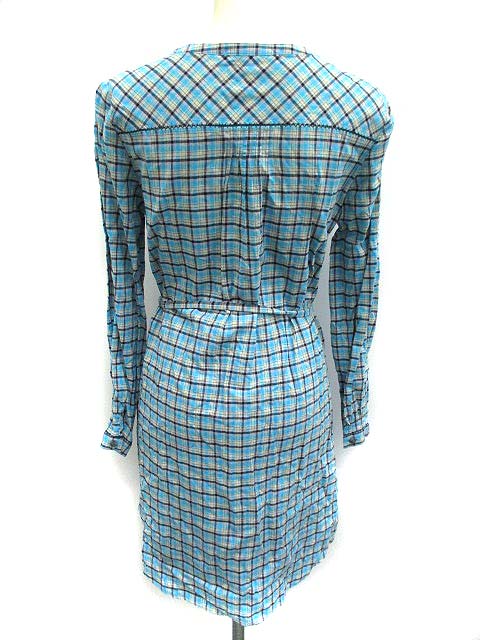 ポール ジョー シスター Paul Joe Sister ワンピース ミモレ丈 ロング チェック 長袖 36 ブルー Yo12 レディース 142 ベクトルパーク