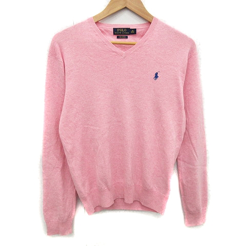 POLO RALPH LAUREN 長袖 Vネック ニット ライトピンク L Polo Ralph Lauren cable-knit V-neck Sweater | Pink | FARFETCH