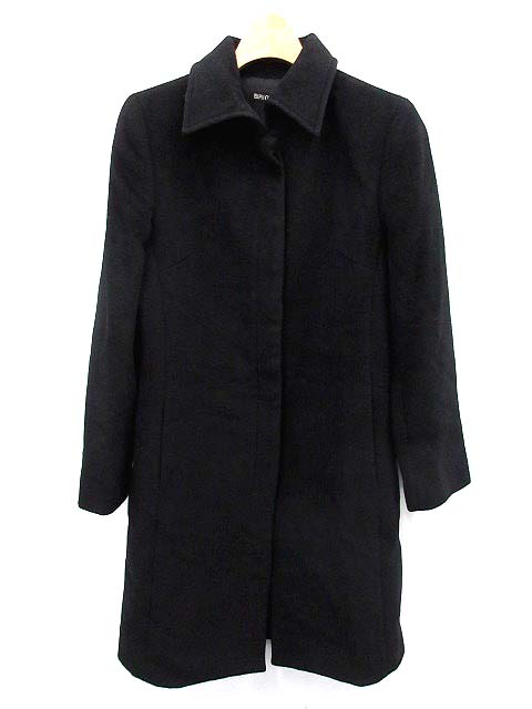 ブリジット BRIGITTE コート ステンカラー アンゴラ ロング 黒 /YO4  