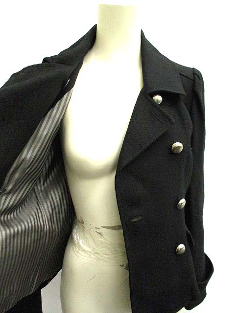 クローラ Crolla ジャケット ダブルボタン ウール リネン混 38 黒 Yo12 レディース 142 ベクトルパーク