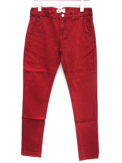 未使用品 リステア Restir Textile パンツ ストライプ スキニー 25 赤 Dt3 Ri レディース 143 ベクトルパーク