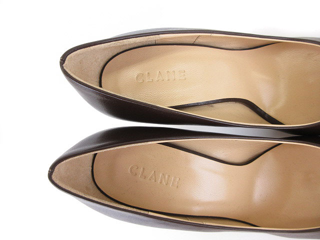 クラネ CLANE 靴 パンプス ヒール ポインテッドトゥ レザー 36 茶 