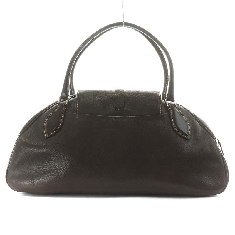 PRADA ボーリングバッグ パンチング レザー ブラウン 南京錠 肩掛け