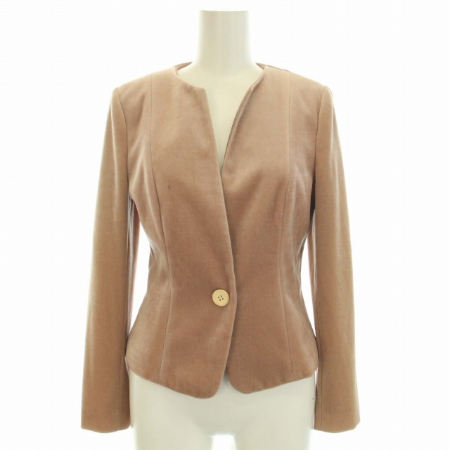 美品 ANAYI ウール ノーカラージャケット ベージュ サイズ36*BD650 ANAYI ジャケット ノーカラージャケット 「セットアップ対応商品