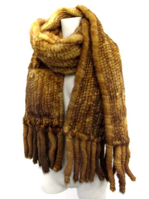 未使用品 ドゥドゥ DOUDOU ミンクファーマフラー 茶色 /KA38 ○ 144