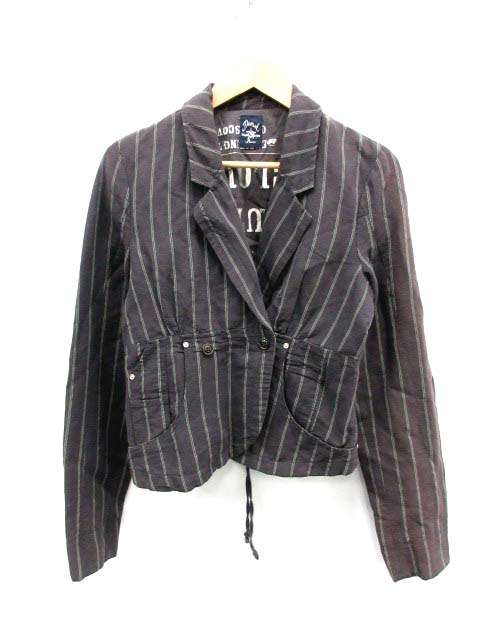 DIESEL テーラードジャケット L グレー/ストライプ ディーゼル DIESEL ジャケット テーラード ストライプ リネン混 総裏地