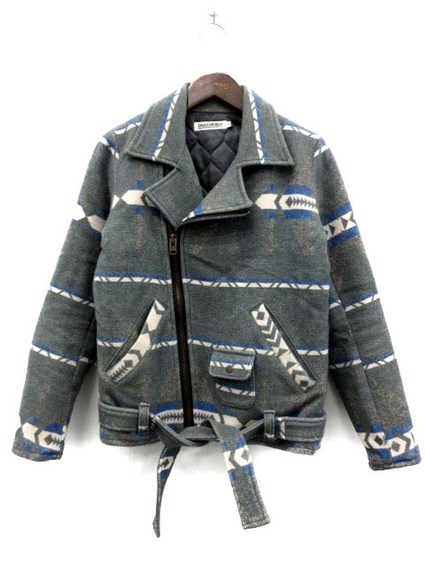 ディスカバード DISCOVERED ジャケット ライダース 総柄 ウール グレー 
