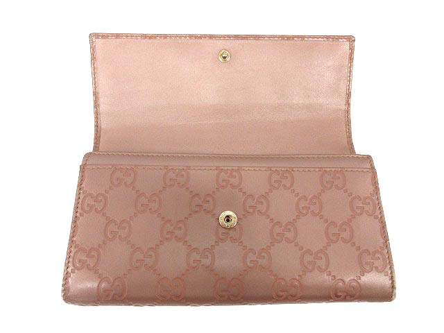 グッチ GUCCI 長財布 二つ折り GGシマ レザー ピンク 251861 534563 