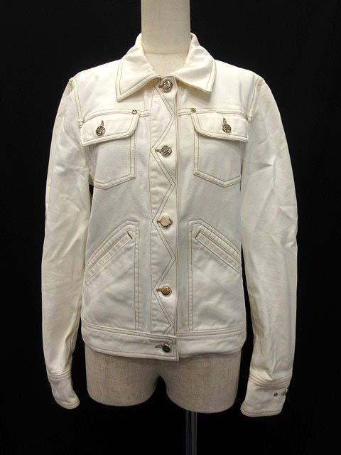 美品 GUCCI ホワイト デニムジャケット ロゴ刺繍 Gジャン 金ボタン グッチGUCCI デニムジャケット白