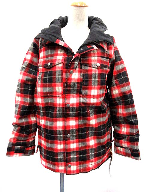 バートン BURTON ジャケット スノボウェア 中綿 チェック L 黒 赤 /KH  
