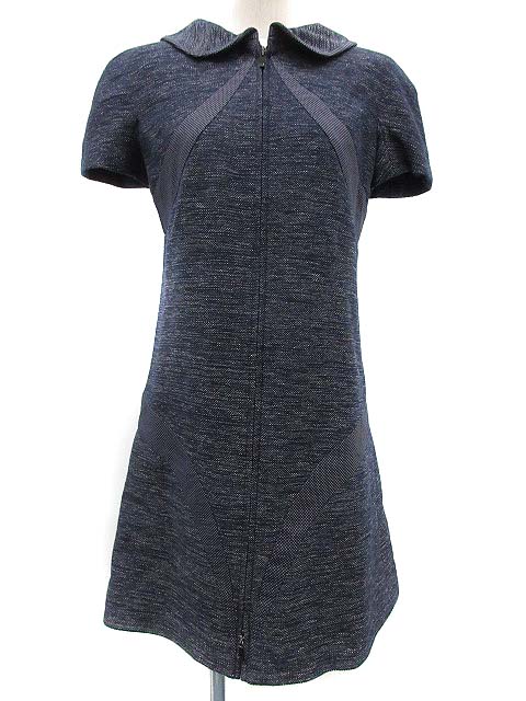 CHANEL 半袖ワンピース 38 ネイビー