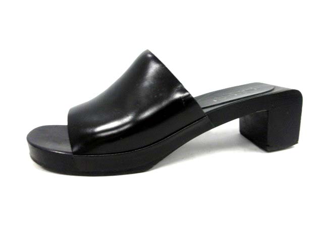 グッチ GUCCI ウッドサンダル ミュール サボ レザー 36.5 黒 /DH54 