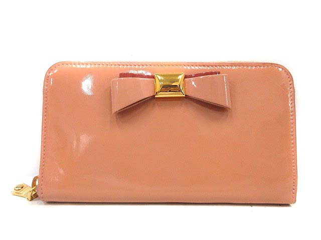 miumiu ミュウミュウ ラウンド ファスナー 面白 長財布 エナメル