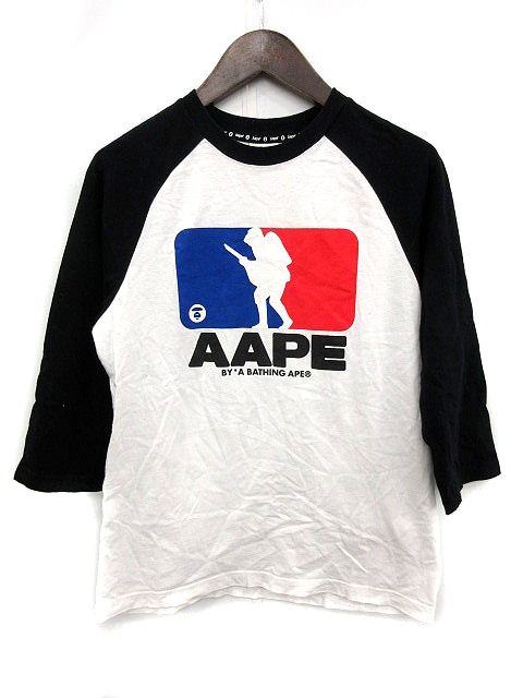 アベイシングエイプ A BATHING APE Tシャツ カットソー 七分袖 S 黒 