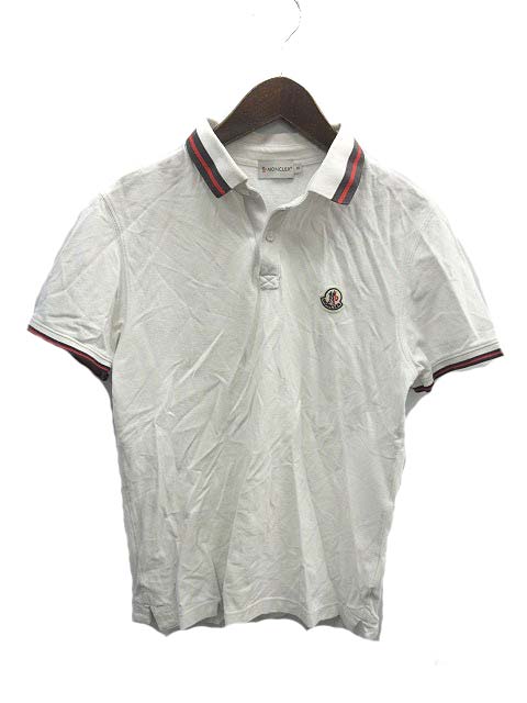 モンクレール MONCLER ポロシャツ 鹿の子 半袖 S 白 ホワイト 赤  