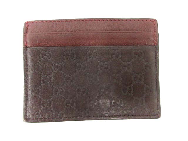 グッチ GUCCI カードケース 名刺入れ GG シマ レザー 茶 ブラウン 