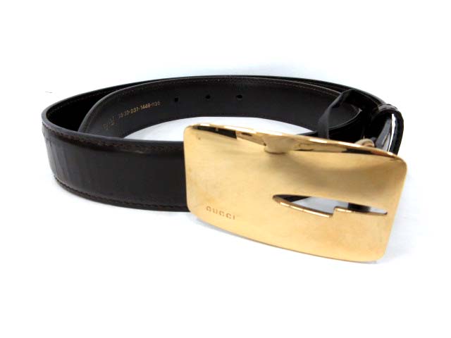 GUCCI ブラック ベルト 75/30 ゴールドバックル 【公式通販】