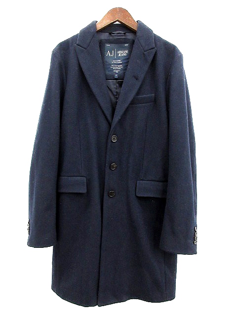 アルマーニ ジーンズ ARMANI JEANS チェスターコート ウール XS 紺  