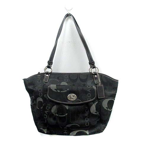 【美品】COACH SOHO シグネチャー　ハンドバッグ　キャンバス　黒 コーチ COACH バッグ トート ショルダー キャンバス