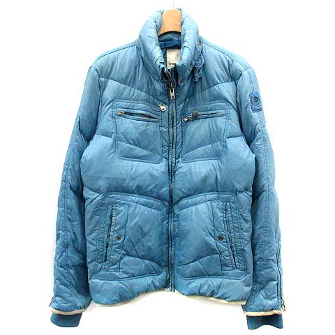 ディーゼル DIESEL ダウンジャケット ジップアップ M 青 水色 ブルー 