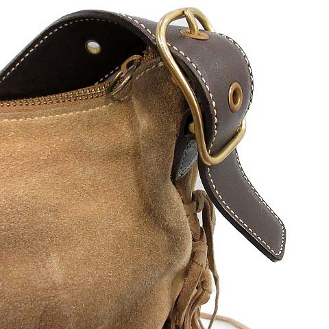 コーチ COACH バッグ ショルダー スエード レザー フリンジ ベージュ