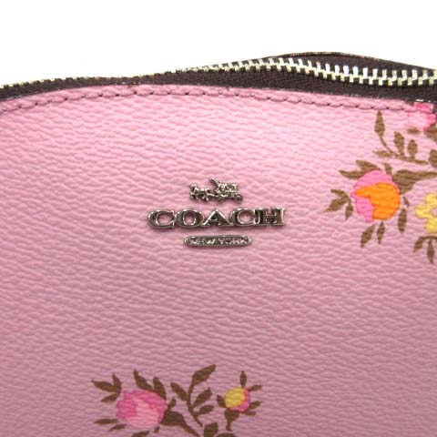 コーチ COACH ポーチ 化粧 花柄 レザー ロゴ ピンク 22839 /DJ 