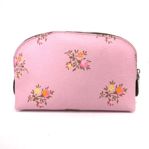 コーチ COACH ポーチ 化粧 花柄 レザー ロゴ ピンク 22839 /DJ 