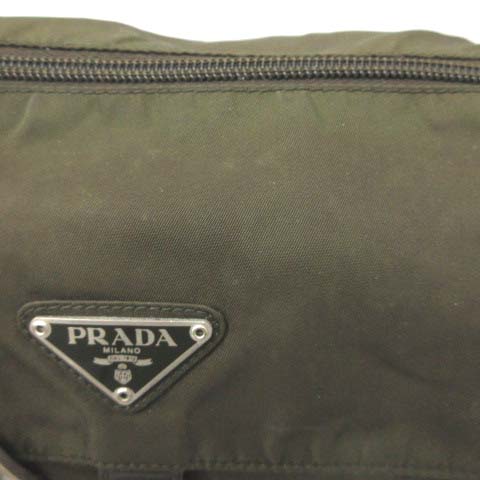 PRADA プラダ ショルダーバッグ ナイロン レザー カーキ PRADA - PRADA プラダ ヴィンテージ ロゴプレートナイロン