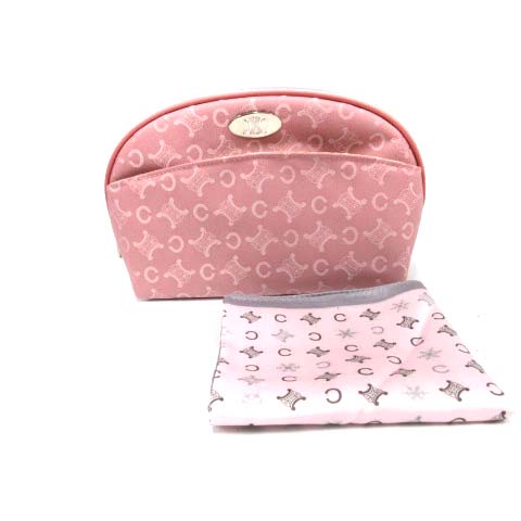 セリーヌ CELINE ポーチ スカーフ 2点セット キャンバス 総柄 ピンク  