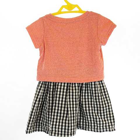 グローバルワーク Global Work ベビー服 ワンピース 半袖 切替 サーモンピンク チェック S 03 145 ベクトルパーク