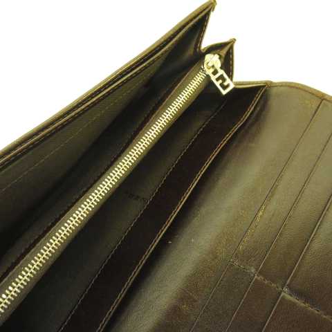 フェンディ FENDI ズッカ柄 長財布 キャンバス レザー ブラウン レディース フェンディ FENDI ズッカ柄 長財布 キャンバス レザー ブラウン レディース