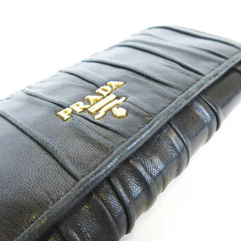 プラダ／PRADA／長財布／ラムスキン／ブラック／ダブルホック