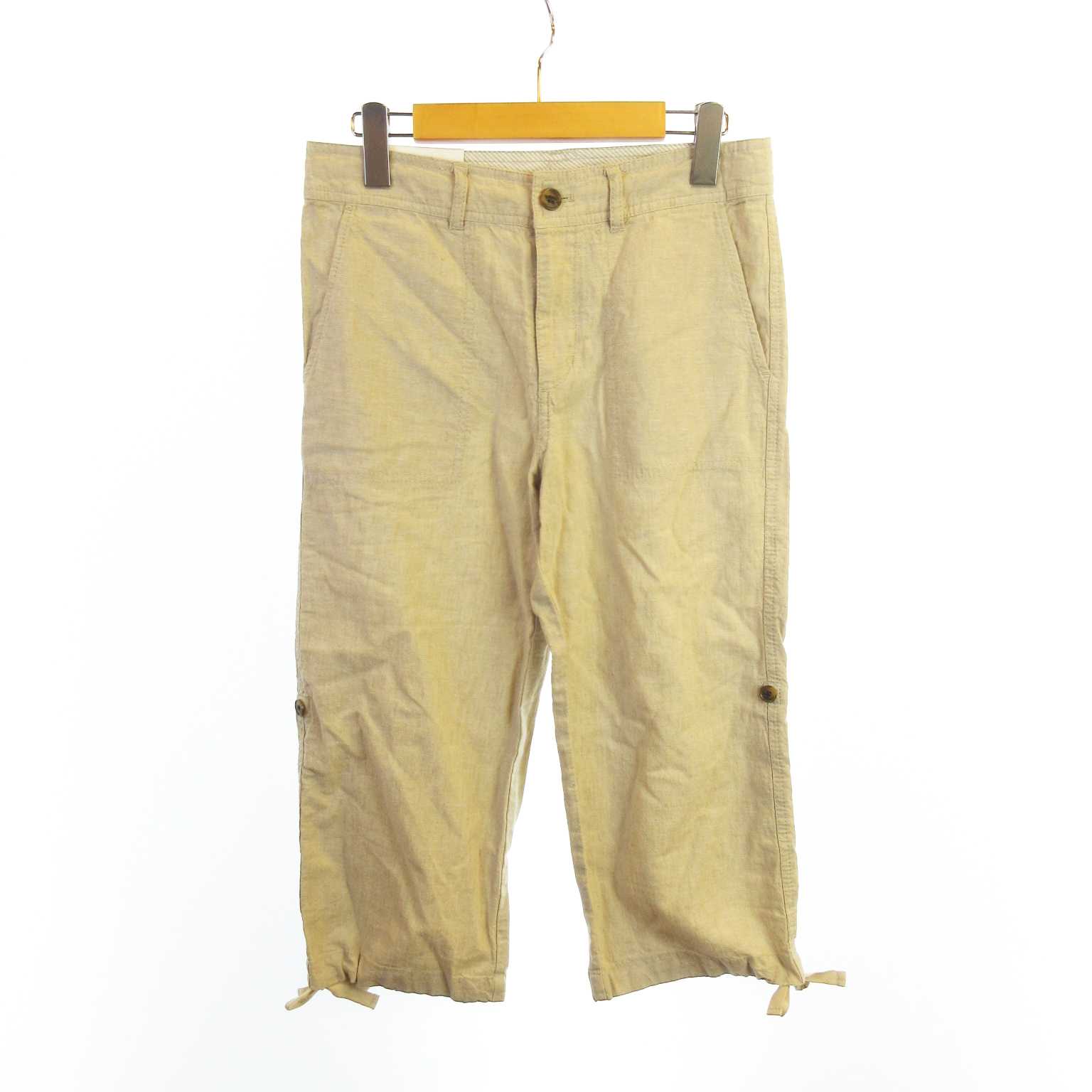未使用品 ユニクロ Uniqlo リネン コットン ロールアップ クロップドパンツ サンドベージュ S Ai0606 レディース 145 ベクトルパーク