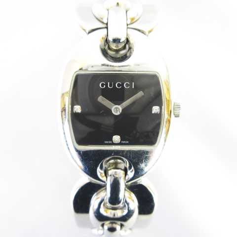 グッチ GUCCI 121.5 マリーナチェーン 3Pダイヤ 腕時計 クオーツ SS 