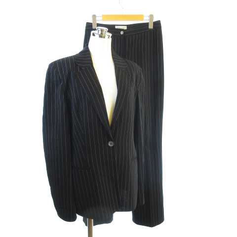 セリーヌ Celine パンツスーツ セットアップ 上下 ストライプ フランス製 テーラード ジャケット 1b ウール ストライプ ストレッチ スラックス ブラック系 38 Ai0802 レディース 145 ベクトルパーク