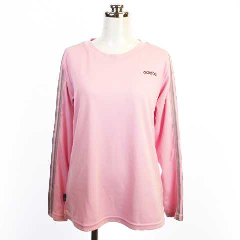 アディダス Adidas スポーツウエア カットソー ロンt 3ライン ロゴ刺繍 長袖 ピンク Kk03 レディース 145 ベクトルパーク