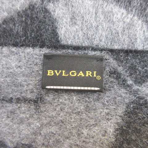 ブルガリ BVLGARI カシミヤ100％ マフラー ロゴ フリンジ