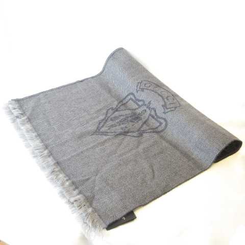 グッチ GUCCI クレスト紋章 ウール マフラー ストール ヘリンボーン  