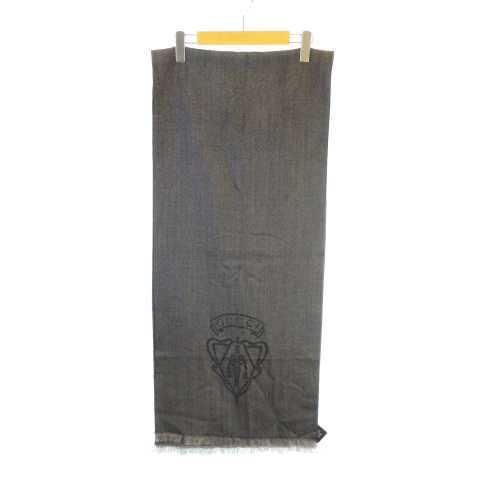 グッチ GUCCI クレスト紋章 ウール マフラー ストール ヘリンボーン  