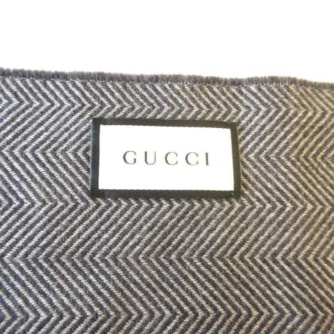 グッチ GUCCI クレスト紋章 ウール マフラー ストール ヘリンボーン  
