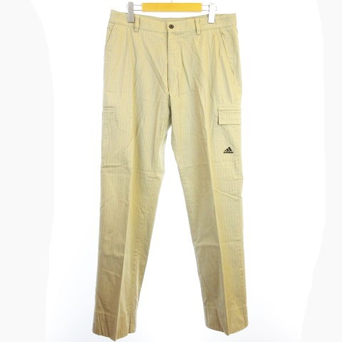 アディダス Adidas ゴルフ スラックス パンツ シャドーストライプ ロゴ刺繍 コットン ストレッチ ベージュ 85 Kk1116 メンズ 145 ベクトルパーク