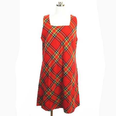 スーパーハッカ Super Hakka ノースリーブ ミニ ワンピース チェック コットン レッド系 Kk1022 レディース 145 ベクトルパーク